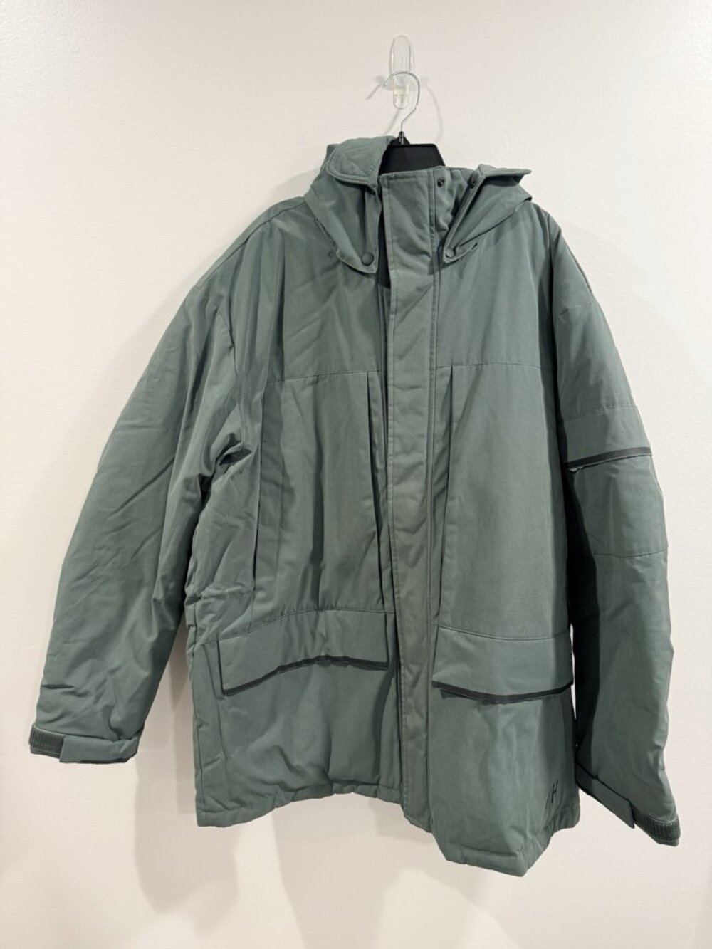 Selected Homme XXL Franz Hooded Parka in Urban Chic Green Mens New $365